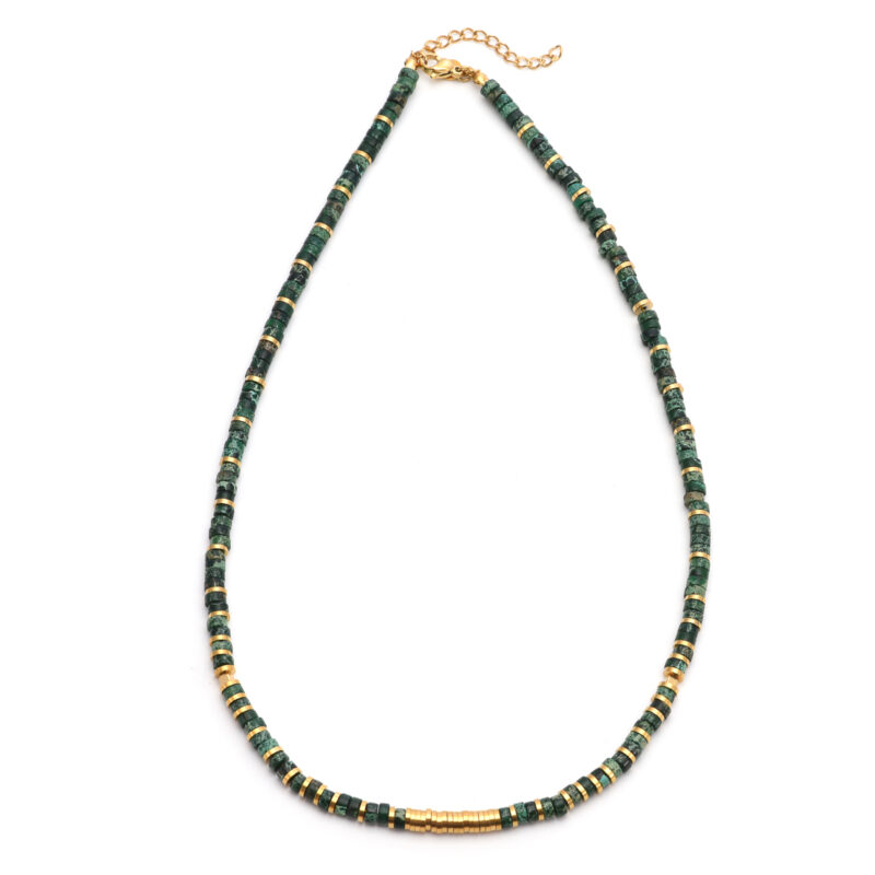 Collier perles heishi malachite gili