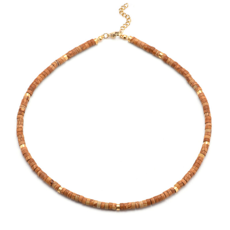 Collier perles heishi pierres naturelles serpeggiante
