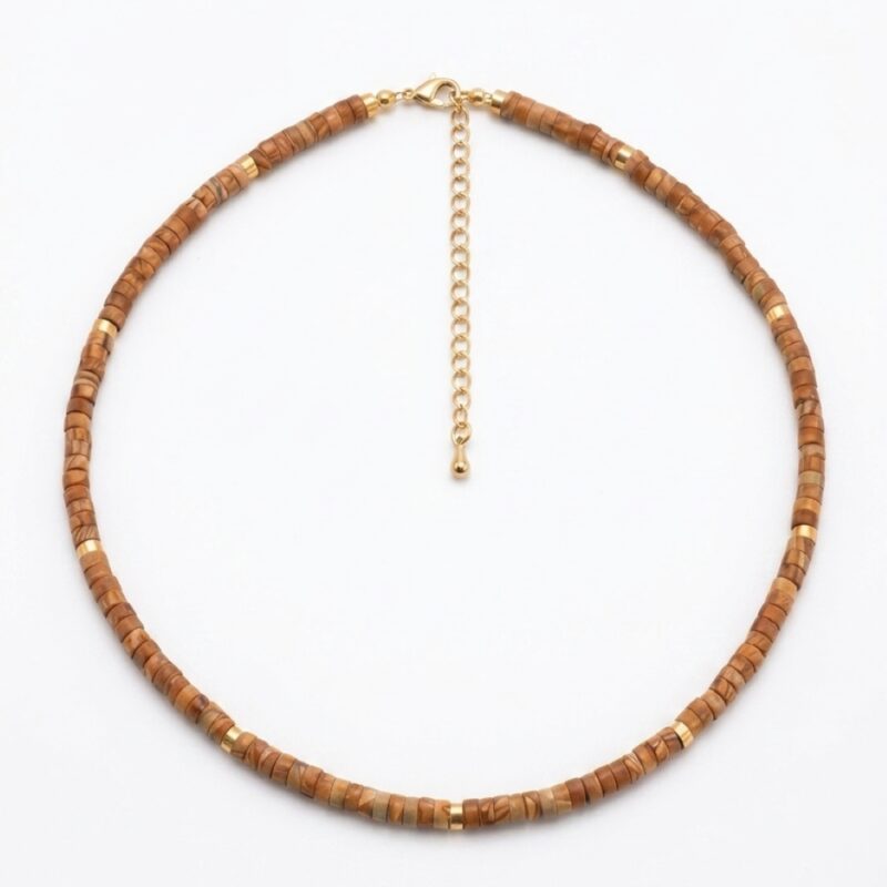 Collier perles heishi pierres naturelles serpeggiante