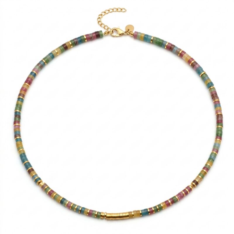 Collier perles heishi tourmaline gili