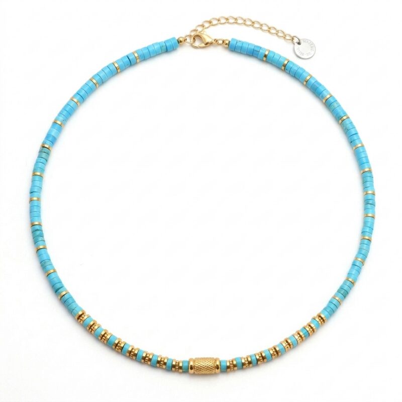 Collier perles heishi turquoise bali