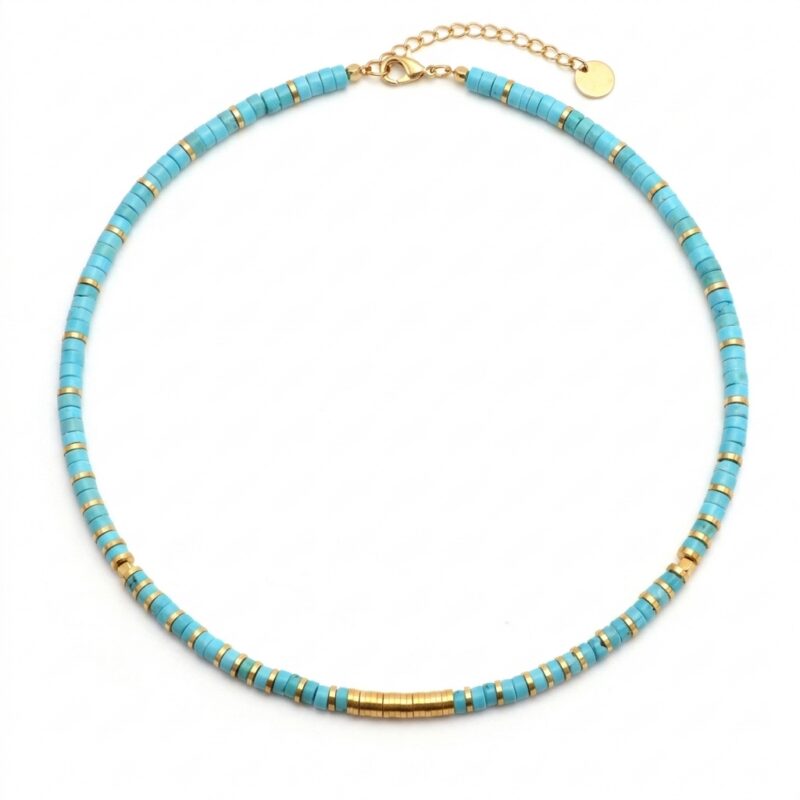 Collier perles heishi turquoise gili