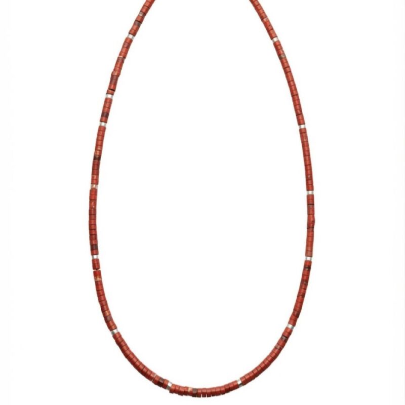 Sautoir chakra perles heishi jaspe rouge