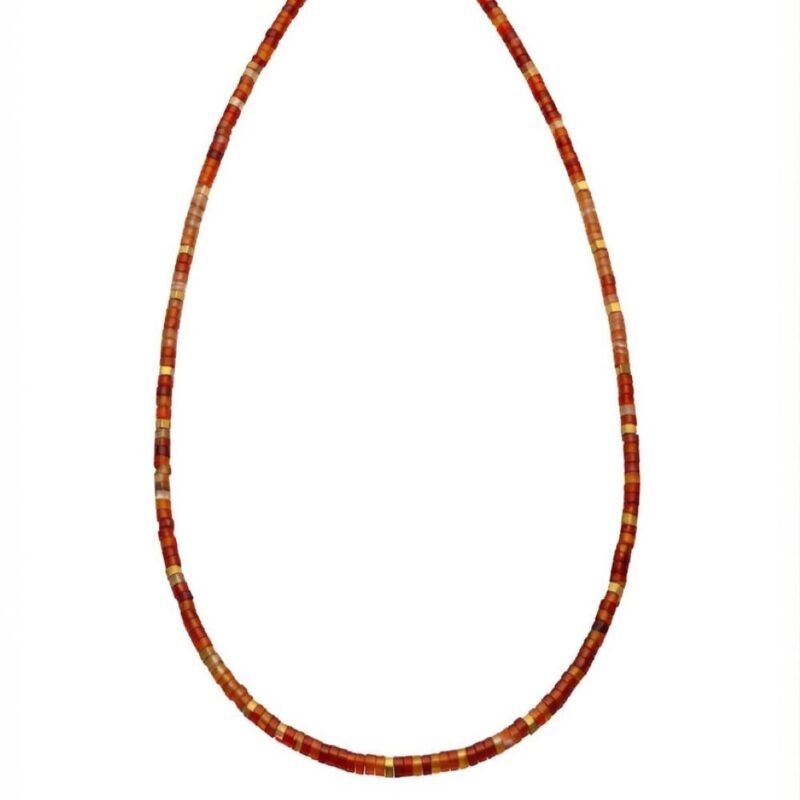 Sautoir chakra perles heishi agate rouge
